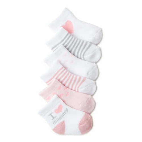 Carter's Child of Mine 0-6 Months Cotton Polyester Spandex Baby Girl Mommy Crew Cut Socks, 6 Pack