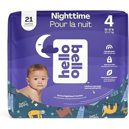 Hello Bello Nighttime Baby Diapers ‐ Ultra Absorbent & Hypoallergenic for Overnight Diapers for Extended Protection - 21 Diapers
