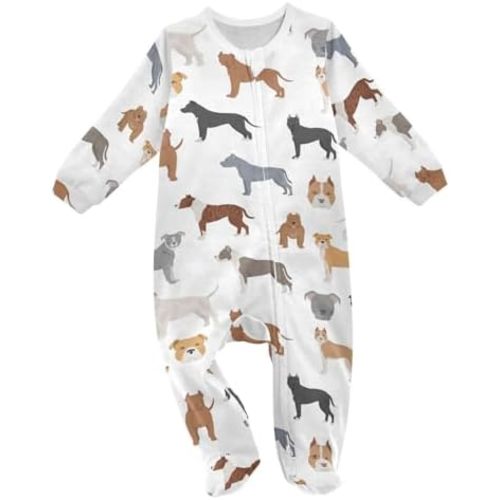 Cute Little Animals Christmas Baby One-Piece Footies Long Sleeve Rompers Pajamas Zip Front Pjs for Boys Girls kids 3M