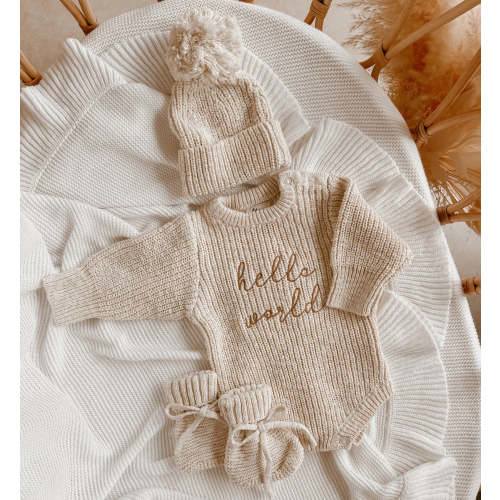 Announcement Bundle - 'Hello World' Chunky Knit Set - Honey