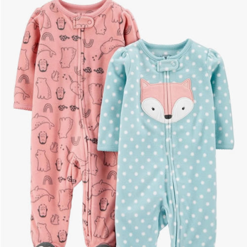 Simple Joys by Carter's Baby Girls' Fleece Footed Sleep and Play, Pack of 2