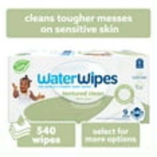 WaterWipes Textured Clean 99.9% Water Based Toddler & Baby Wipes, 9 Resealable Packs (540 Wipes)