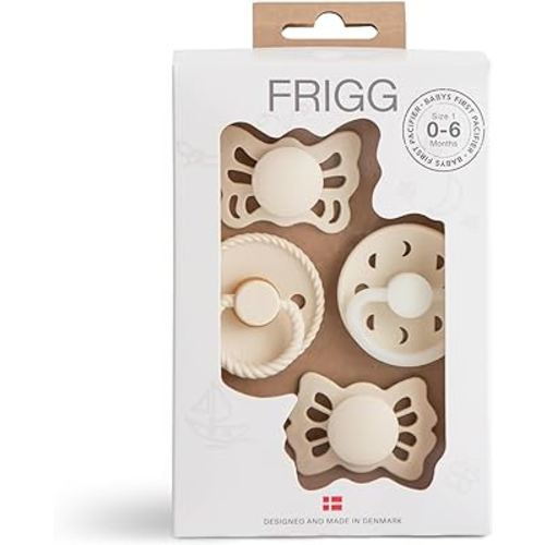 FRIGG Baby's First Pacifier​ - Moonlight Sailing 4-Pack | Made in Denmark | BPA-Free (Cream, 0-6 Months)