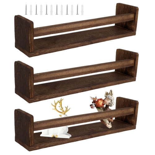 3Pcs Floating Nursery Book Shelves Wooden Wall Mounted Bookshelf White Floating Storage Shelves for Bedroom Bathroom Toy