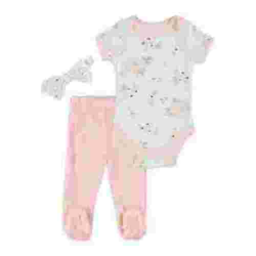 Chick Pea Baby Girl 3 PC Footed Pant Set, Sizes Newborn-9 Months