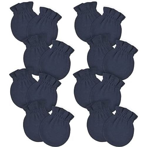 Gerber Baby 12-Pack No Scratch Mittens, Navy, 0-3 Months (8-Pack)