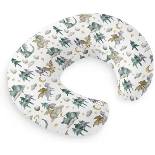 HawSkgFub Watercolor Cute Dragon Fairy Tale Nursing Pillow Cover for Baby Boys, Cloud Moon Star Dragons Egg Breastfeeding Pillow Slipcover, Nursing Pillowcase for Newborn Infant, Cover Only