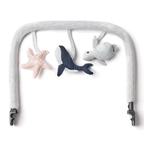 Ergobaby Evolve Bouncer Toy Bar Accessory for Infant and Toddler Play, Compatible with Ergobaby Evolve Baby Bouncer, Ocean Animals Design - Ocean Wonders Light Grey