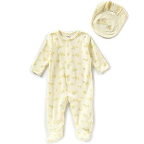 Little Me Baby Little Ducks Long-Sleeve Footed Coverall & Bib Set