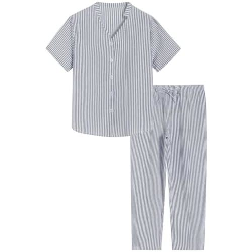 Latuza Women's Petite Seersucker Pajamas Set Cotton Pj Set Petite Size
