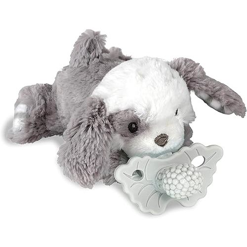 RaZbaby RaZbuddy RaZberry Teether/Pacifier Holder w/Removable Baby Teether Toy - 0M+ - Bpa Free (Puppy)