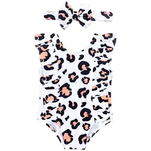 KANGKANG Baby Swimsuit Girl One Piece Swimsuit Cute Elegant Sunsuit Ruffled Swimwear Bathing Suits