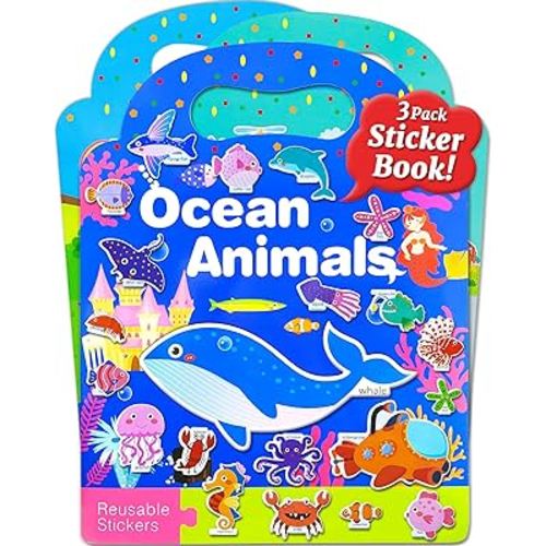 Benresive Puffy Reusable Sticker Book for Toddlers 2-4 Years, 3 Sets Travel Stickers for Kids, Waterproof Sticker Books for Toddlers 1-3, 96 Pcs Crafts Activities for Toddlers 1-3 2-4 3-5