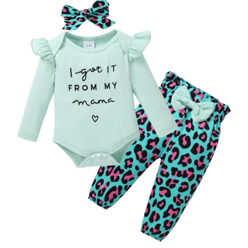 DISAUR Baby Girls Clothes Newborn Infant Baby Girls Outfit Long Sleeve Ruffle Romper Floral Pants Headband Sets 0-18 Months
