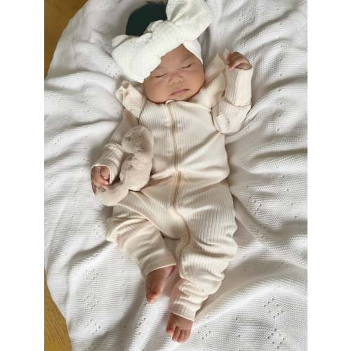 FLUTTER RIBBED ONESIE | SOFT PEACH – Petite Co au