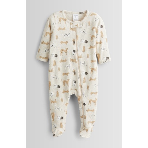 Print Zip Cotton Footie