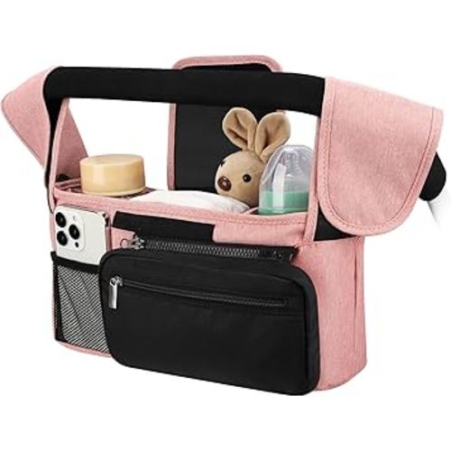 Accmor Universal Stroller Organizer with Insulated Cup Holder Detachable Phone Bag and Shoulder Strap,Stroller Bag Caddy Organizer Fits for Uppababy, Baby Jogger, Britax Strollers