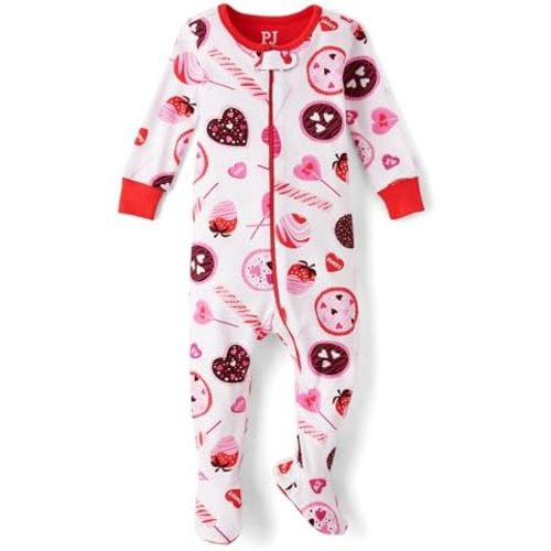 The Children's Place Baby Girls' and Toddler Long Sleeve 100% Cotton Zip-Front One Piece Footed Pajama