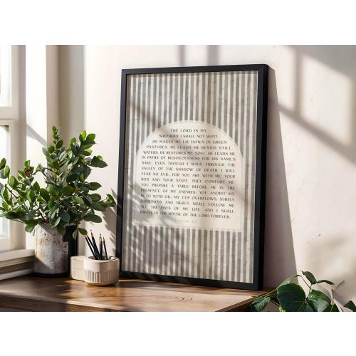 Psalm 23 Scripture Print: Minimalist Christian Home Decor