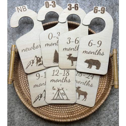 Mountain Camping Adventure Baby Clothes Hanger Closet Double Sided Dividers | Newborn to 24 months | New Expecting Mom Baby Shower Gift
