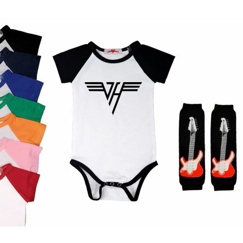 Van Halen Baby Bodysuit Bloomers Headband Leg Warmers Set | 7 Color Choices