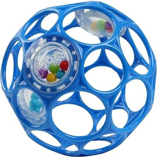 Bright Starts Oball Easy-Grasp Rattle BPA-Free Infant Toy in Blue, Age Newborn and up, 4 Inches