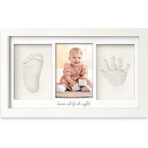 Baby Hand and Footprint Kit - Baby Footprint Kit, Newborn Keepsake Frame, Baby Handprint Kit, Personalized Baby Gifts, Nursery Decor, Baby Shower Gifts for Girls Boys(Alpine White)
