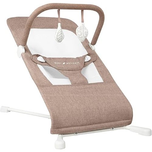 Baby Delight Highland Organic Baby Bouncer | Infant | 0 – 6 Months | 3-Position Recline | Organic Mocha