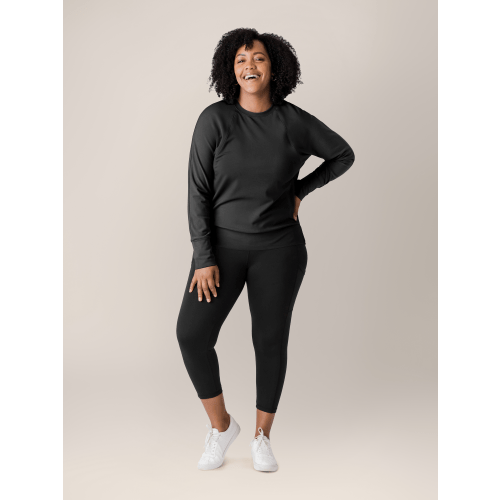 Bamboo Maternity & Nursing Crew Neck Sweatshirt | Black