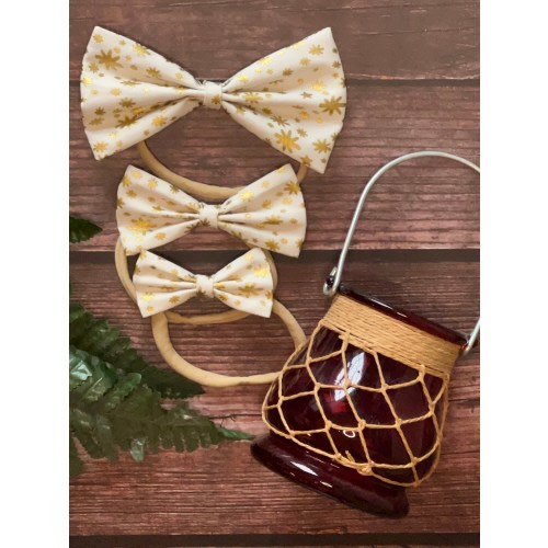 Rifle Paper Co White and Gold Starry Night Bow - Your Choice of Size & Attachment! - Christmas bow - baby photo opp