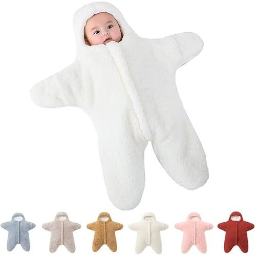 Baby Starfish Onesie, Cute Thick Fleece Wearable Soft Newborn Baby Infant Warm Swaddle Wrap Sleeping Sack