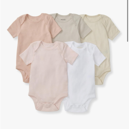 Burt's Bees Baby Unisex Organic Cotton Short and Long Sleeve Bodysuits, 5-Pack
