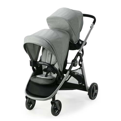 Graco Ready2Grow LX 2.0 Double Stroller Features Bench Seat and Standing Platform Options, Clark, Grey
