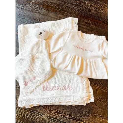 Monogram Knit Newborn Girl Gown, Embroidered Baby Gown, Baby Gift, Newborn Gift, Custom Baby Gown, Going Home Gown, Shower Gift, Newborn