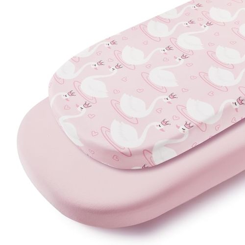 TILLYOU Baby Bassinet Sheets for Girls Boys, Fit for Hourglass Oval Rectangle Bassinet Mattress Sheets, 33”X16”, 2 Pack Swan Dance and Pink