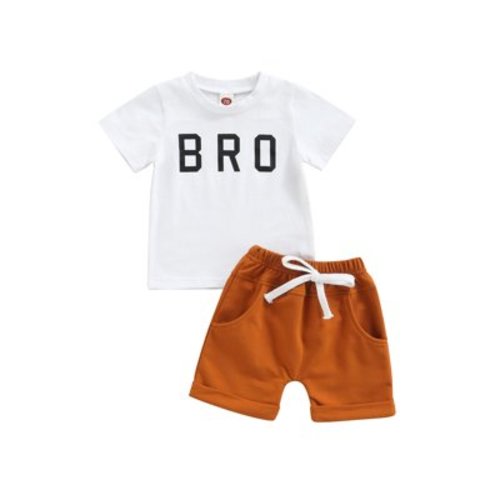 Qtinghua Newborn Baby Boy Summer Clothes Short Sleeve Letter Shirt Tops Shorts 2Pcs Outfits White 0-3 Months