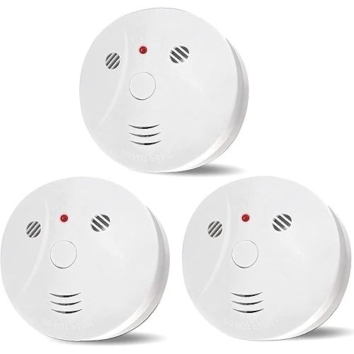 3 Pack Smoke Detector Fire Alarms Battery Operated with Photoelectric Sensor and Silence Button, Travel Portable