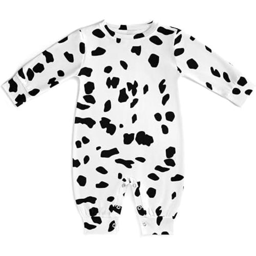 Dalmatian Dog Print Baby Romper Long Sleeve Onesie Button Jumpsuit Baby Clothes Unisex