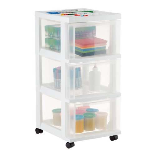 Iris 3-Drawer Storage Cart with Organizer Top | The Container Store