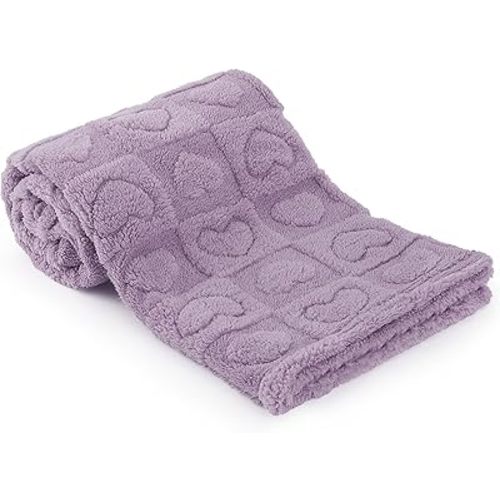 Plush Soft with Heart Checkered Baby Blanket,Fleece Infant Toddler Blankets for Girls Boys,Warm Lightweight Breathable Newborn Receiving Blankets for Crib Stroller 30"×39"(Purple,Heart)