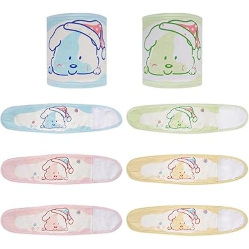 Liitrton Cartoon Pattern Cotton Baby Infant Umbilical Cord Belly Band for 0-12 Months (Random Color,8 PCS Cute Dog)