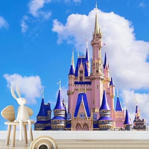 IDEA4WALL Removable Wall Sticker/Wall Mural Sapphire Blue Mystic Castle Sky Fantasy & Sci-Fi Architecture Illustrations Modern Art Decorative Landscape for Living Room, Bedroom, Office - 100"x144"