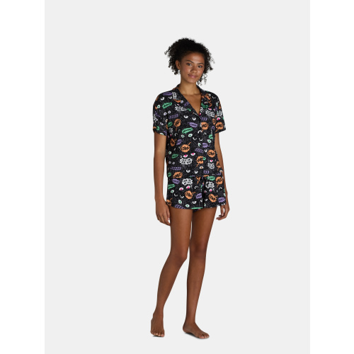 Halloween Women’s Spider Web Print Shorty Pajama Set from Way to Celebrate, 2-Piece, Sizes XS-3X