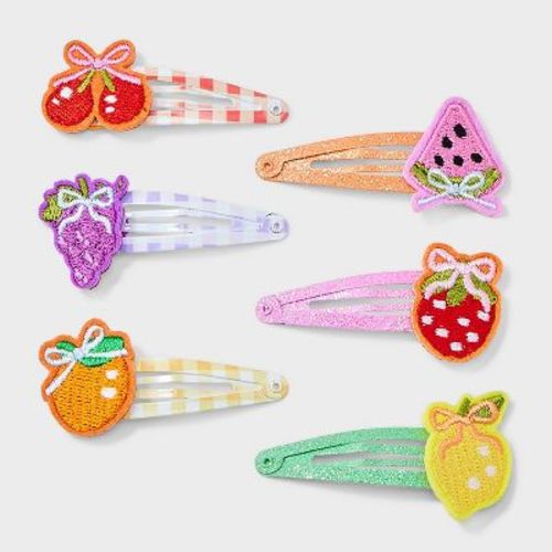 Girls' 6pk Fruit Clips - Cat & Jack™: Hair Styling, Fashion, Securing Hair, All Hair Types, Contour Clip, Age 3+