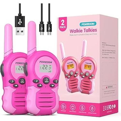 Amazon.com: FOREDOM Rechargeable Walkie Talkies for Kids 2 Pack,Walkie Talkies Long Range for Boys & Girls,Outdoor Toys for Kids Ages 3-12,Flashlight,2 Way Radio 22CH,Toys for Camping,Hiking,Birthday Toys,Orange : Toys & Games