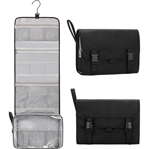 Relavel Large Toiletry Bag Travel Bag for Men, Travel Hanging Toiletries Bag with Hanging Hook, Large Capacity Door Room Essentials, Travel Organizer for Full Sized Cosmetics and Accessories - Black