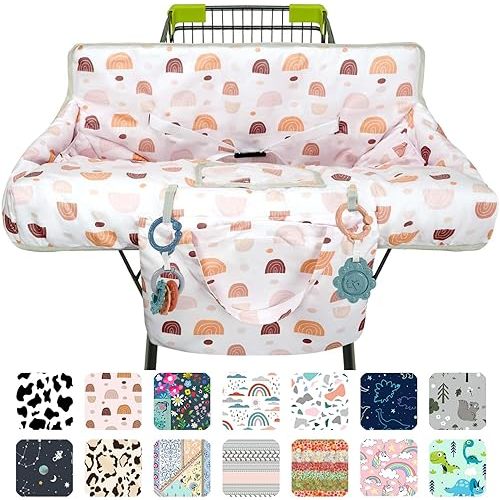 Shopping Cart Cover for Baby 2-in-1 High Chair Cover with Safety Harness Multifunctional Boho Pattern Cart Covers for Babies Soft Padded Grocery Cart Cover for Baby Boy Girl