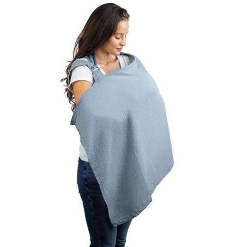 Muslin Nursing Cover for Baby Breastfeeding, Color: Pacific blue