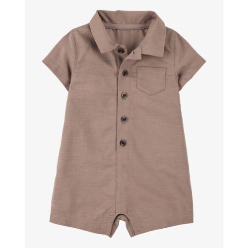 Baby Button-Down Polo Romper - Brown - Carter's | Carter's