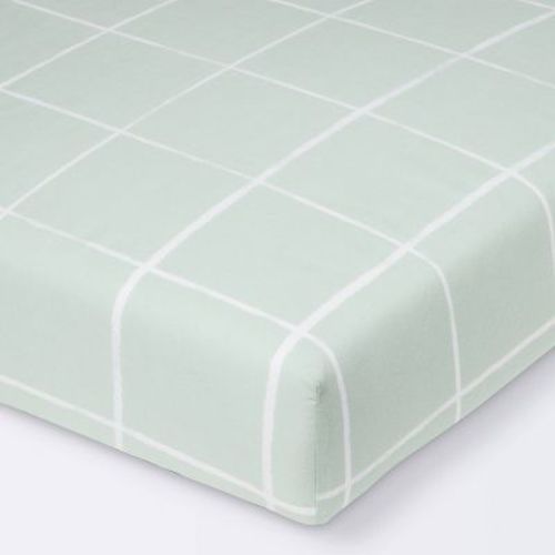 Fitted Crib Sheet - Cloud Island™ Mint Windowpane